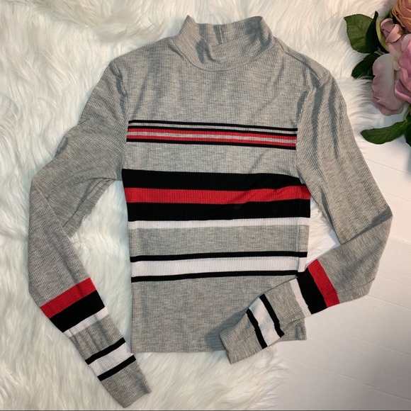 H&M Tops - H&M | Gray stripes long sleeves top